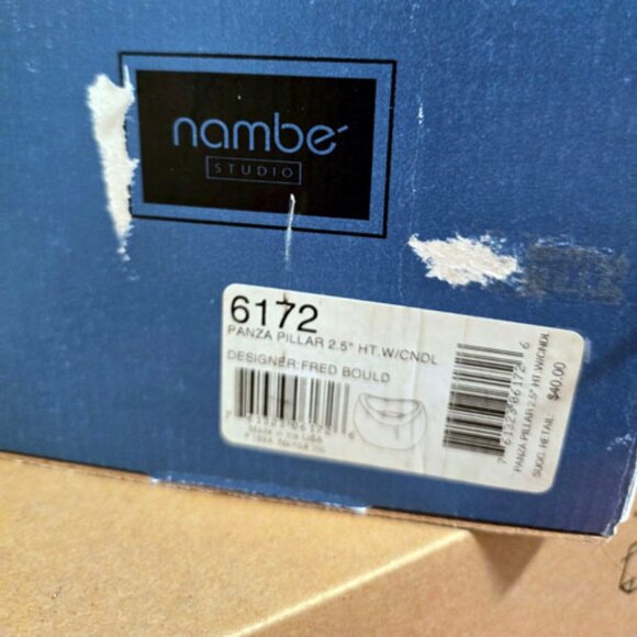 Nambe Studio Panza Pillar Candle Holder Candle Box Care Guide 1998 Fred Bould NM - Picture 9 of 13